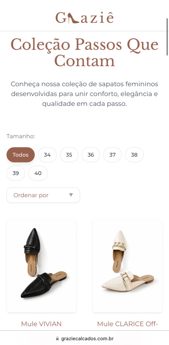 Print real da landing page Graziê no celular